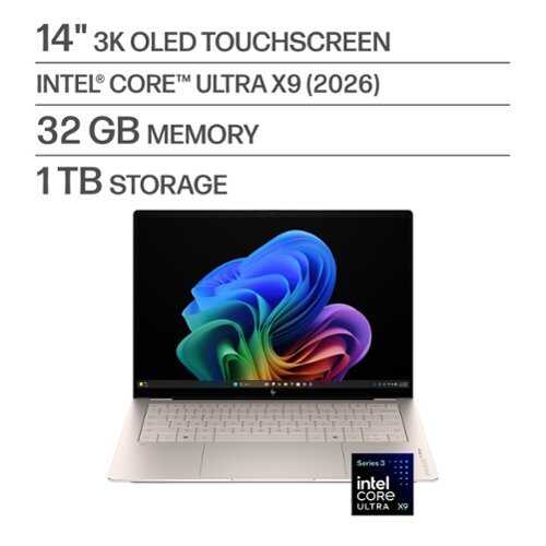 Rent to own HP - OmniBook Ultra - 14" 3K OLED Touchscreen Laptop - Intel Core Ultra X9 (2026) - 32GB Memory - 1TB SSD - Copilot+ PC - Silk Sand