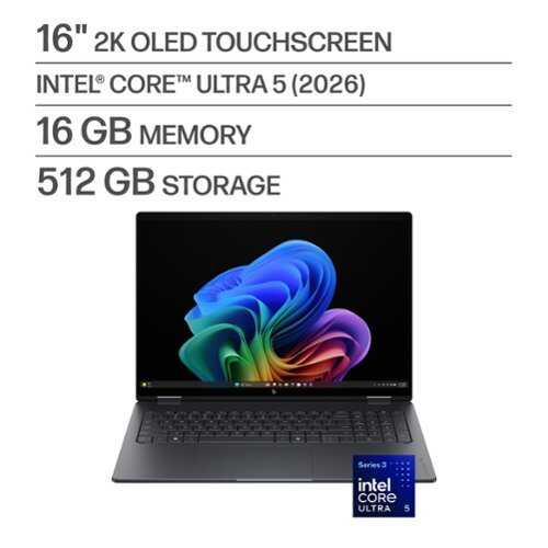 Rent to own HP - OmniBook X Flip 2-in-1 - 16" 2K OLED Touchscreen Laptop - Intel Core Ultra 5 (2026) - 16GB Memory - 512GB SSD - Copilot+ - Eclipse Gray
