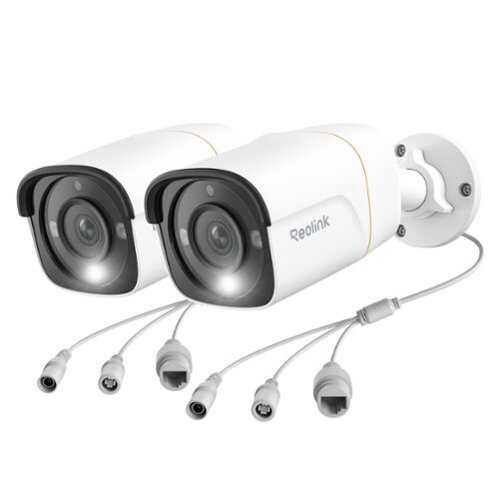 Rent to own Reolink - 2-Camera Indoor/Outdoor Add On or Stand Alone Wired PoE 4K+ 12MP Security Bullet IP Cameras, Smart AI Search, Spotlight - White