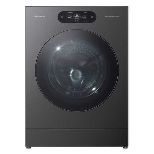 Rent to own LG - SIGNATURE 5.8 Cu. Ft. High Efficiency Ventless Smart Front Load Washer Electric Dryer Combo with Steam and ezDispense - Brushed Black Steel