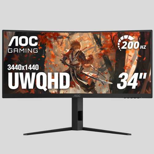 Rent to own AOC - CU34G4HV 34" VA Curved Gaming Monitor, WQHD (3440x1440), 200Hz, 0.5ms, Freesync - Black