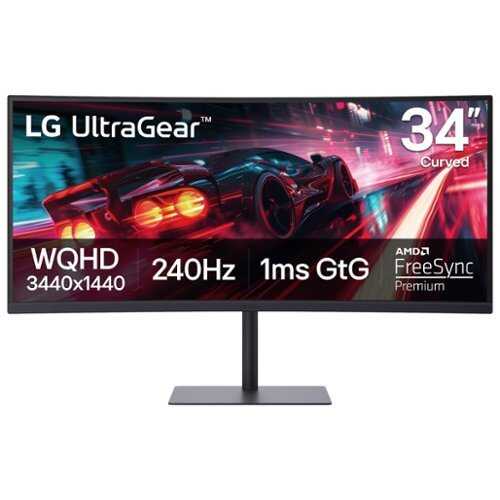 Rent to own LG - UltraGear 34" Curved WQHD 240Hz FreeSync Premium Gaming Monitor with DisplayHDR400 (HDMI, DP, USB-C, USB-A) - Black