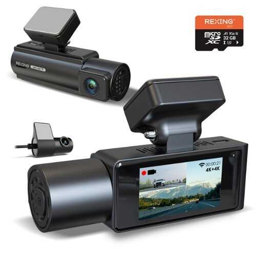 Rent to own Rexing - C2 Pro 4K Dual Dash Cam with Front & Rear 4K, 5GHz Wi-Fi, Parking Mode, 32GB Card - Black