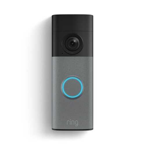 Rent to own Ring - Battery Doorbell (newest model) Retinal 2K with wide-angle video, up to 6x Zoom, Two-Way Talk, and Built-In Battery - Speckled Grey
