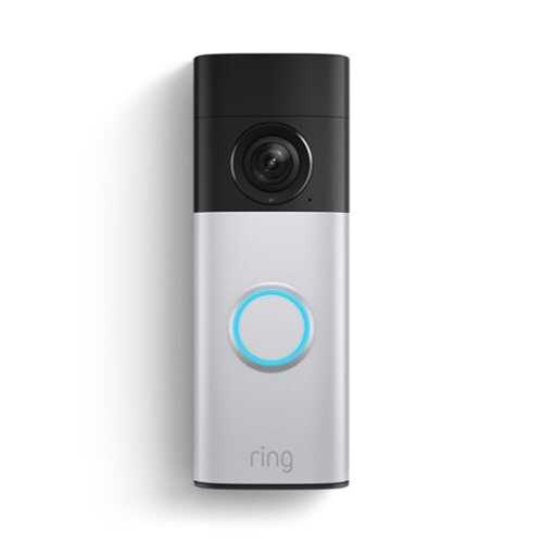 Rent to own Ring - Battery Doorbell Plus (newest model) Retinal 2K with wide-angle video, up to 6x Zoom, Night Vision and Battery Pack - Nickel Silver