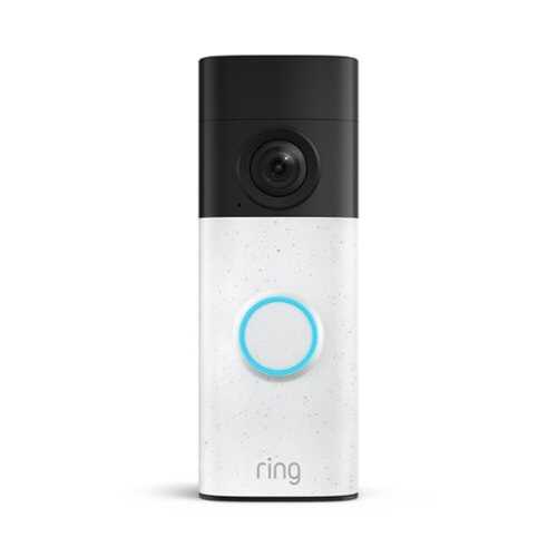 Rent to own Ring - Battery Doorbell (newest model) Retinal 2K with wide-angle video, up to 6x Zoom, Two-Way Talk, and Built-In Battery - Speckled White