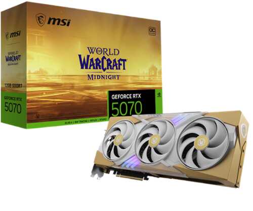 Rent to own MSI - NVIDIA GeForce RTX 5070 12G World of Warcraft MIDNIGHT LIGHT EDITION OC GDDR7 PCI Express Gen 5 Graphics Card - Tan