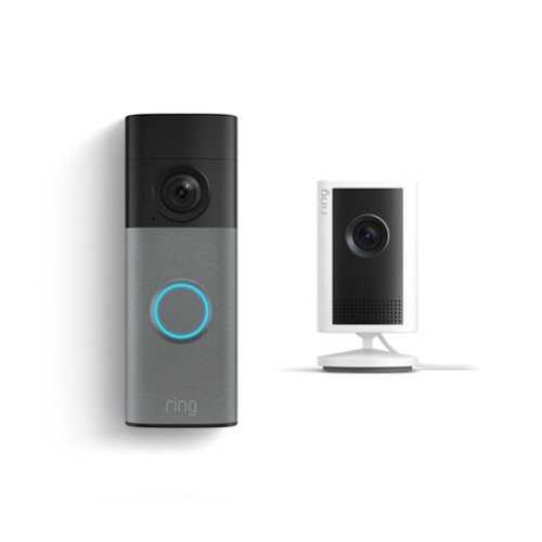 Rent to own Ring - Battery Doorbell 2K (newest model), Speckled Gray + Indoor Cam Plus - White