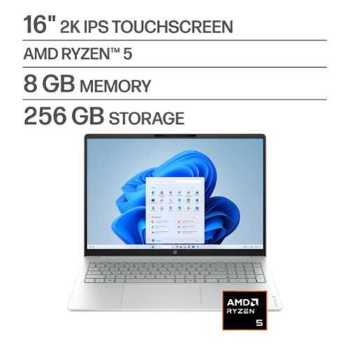 Rent to own HP - OmniBook 3 16" 2K Touchscreen Laptop - AMD Ryzen 5 40 (2025) - 8GB Memory - 256GB SSD - Glacier Silver