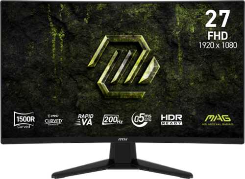 Rent to own MSI - MAG 274CF E20 27" Rapid VA Panel FHD 200Hz 0.5ms Adaptive Sync Gaming Monitor with HDR ready (DisplayPort, HDMI) - Metallic Black