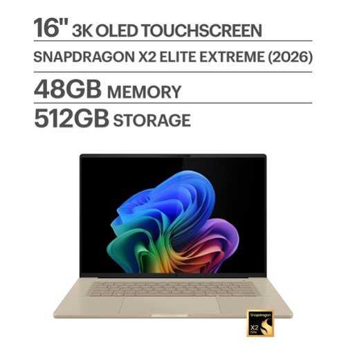 Rent to own ASUS - Zenbook A16 16" 3K OLED Touch Screen Laptop - Snapdragon X2 Elite Extreme (2026) - 48GB RAM - 512GB SSD - Copilot+ PC - Zabriskie Beige