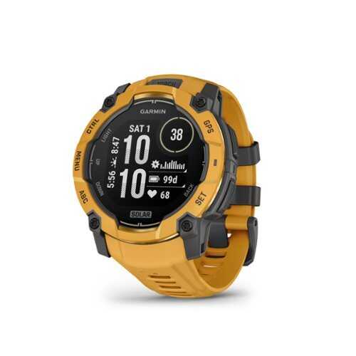 Rent to own Garmin - Instinct 3 Solar GPS Smartwatch 50 mm Fiber-reinforced Polymer - Solar Sunburst with Sunburst/Gray Band - (2026)
