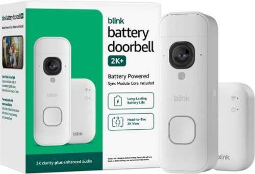 Rent to own Blink - Battery Doorbell 2K+ Sync Module Core included — Wireless video doorbell, 2K resolution, enhanced audio - White