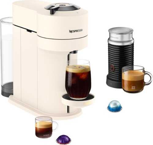 Rent to own Nespresso - Vertuo Next Premium Coffee and Espresso Maker by Breville with Aeroccino Milk Frother, Dark Chrome - Creamy White