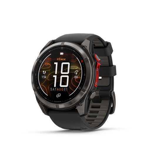 Rent to own Garmin - fēnix 8 Pro MicroLED Sapphire GPS Smartwatch 51 mm Fiber-reinforced polymer - Carbon Gray DLC Titanium - (2025)