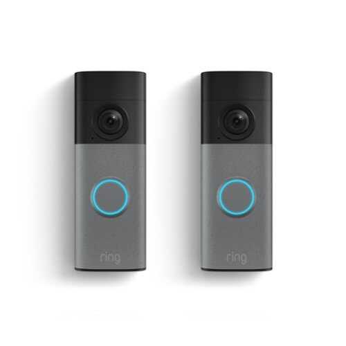 Rent to own Ring - Battery Doorbell (2Pk) Retinal 2K with wide-angle video, up to 6x Zoom, Two-Way Talk, and Built-In Battery - Speckled Grey