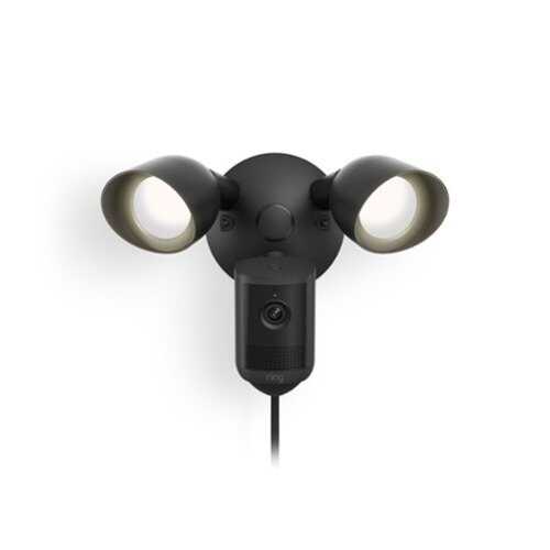 Rent to own Ring - Floodlight Cam, Wired (newest model) — Wide-Angle Retinal 2K Video, 6x Enhanced Zoom, Ultra-Bright Floodlights - Black