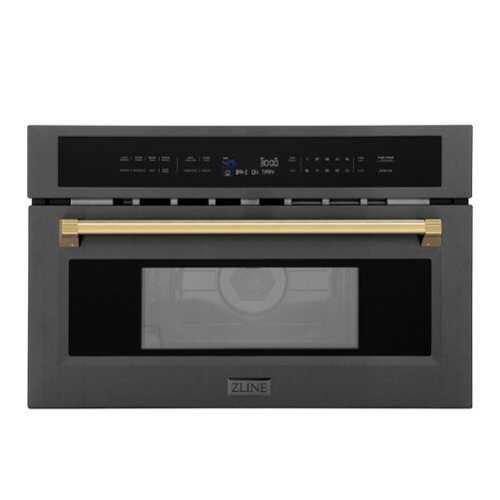 Rent to own ZLINE - Autograph 30 in. 1.6 cu. ft. Built-in Convection Microwave Oven and Polished Gold Accents - Black Stainless Steel