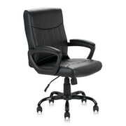 Rent to own CLATINA Mid Back Leather Office Executive Chair with Lumbar Support and Padded Armrestes Swivel Adjustable Ergonomic Design for Home Computer Desk Black 1 Pack