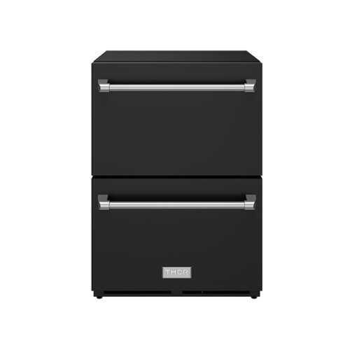 Rent to own Gordon Ramsay Series by Thor Kitchen 24 Inch Indoor Outdoor Freezer Drawers with Stainless Steel Hardware - Black