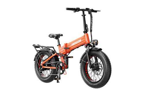 Rent to own Heybike - Mars 3.0 Foldable E-bike w/ 65 Miles Max Range & 28 MPH Max Speed - Hydraulic Brakes, Torque Sensor & Full Suspension - Orange