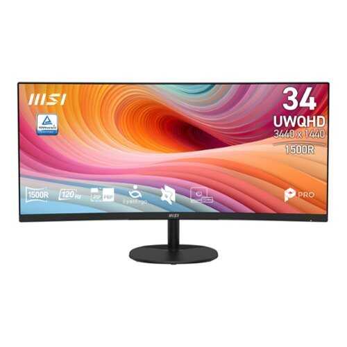 Rent to own MSI - PRO MP341CQ E12 34" Curved UWQHD 120Hz 1ms VA Business Monitor with Built-in Speakers( (DisplayPort, HDMI ) - Black