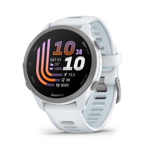 Rent to own Garmin - Forerunner 170 Music GPS Smartwatch 43 mm Fiber-Reinforced polymer - Whitestone/Cloud Blue - (2026)