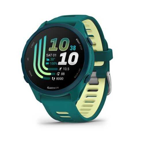 Rent to own Garmin - Forerunner 170 Music GPS Smartwatch 43 mm Fiber-Reinforced polymer - Teal Green/Citron - (2026)