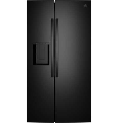Rent to own GE - 36 in. Wide 23.6 Cu. Ft. Counter Depth Side-By-Side Refrigerator with Extra Tall Dispenser and In-Door Icemaker - Black