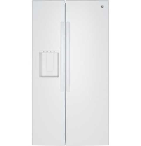 Rent to own GE - 36 in. Wide 23.6 Cu. Ft. Counter Depth Side-By-Side Refrigerator with Extra Tall Dispenser and In-Door Icemaker - White