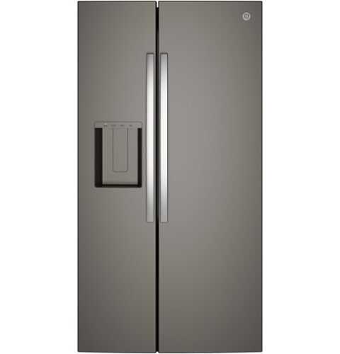 Rent to own GE - 36 in. Wide 23.6 Cu. Ft. Counter-Depth Side-By-Side Refrigerator with Extra Tall Dispenser and In-Door Icemaker - Slate