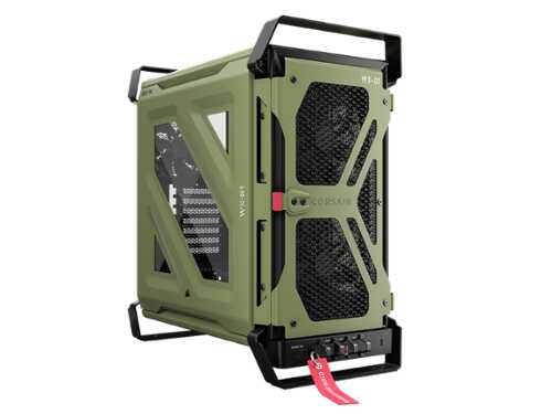 Rent to own CORSAIR - Warthog RS Airflow Mid Tower Case, Steel Build, 3 Fans Included, 360mm Radiator Support, Reverse ATX, InfiniRail - Olive Drab