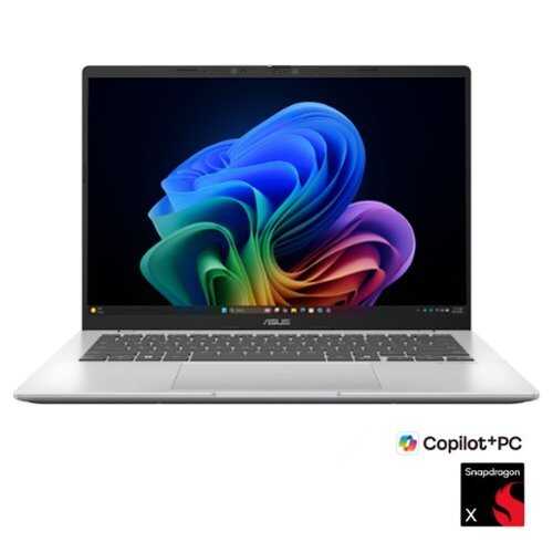 Rent to own ASUS - Vivobook 14 14" 2K Laptop - Snapdragon X (2026) - 8GB Memory - 256GB Storage - Copilot+ PC - Cool Silver