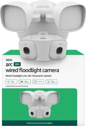Rent to own Blink - Arc 2K+ Wired Floodlight Camera (newest model) — Hard Wired smart security, 2K, 180° coverage – 2 cam, 1 mount - White