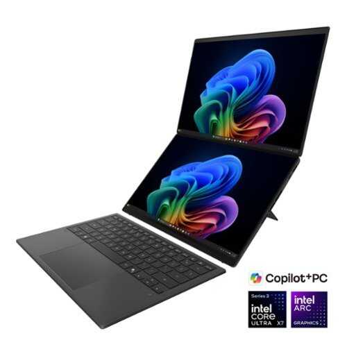 Rent to own ASUS - Zenbook DUO Dual 14” 3K OLED Touch Laptop - Intel Core Ultra X7 358H (2026) - 16GB Memory - 512GB Storage - Copilot+ PC - Moher Gray