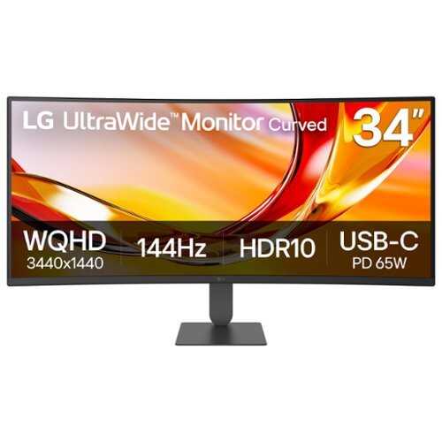 Rent to own LG - UltraWide 34" WQHD 144Hz Curved Monitor FreeSync Premium HDR10 (HDMI, DisplayPort, USB-C) - Black