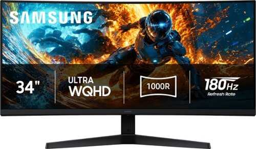 Rent to own Samsung - 34" Odyssey G5 (G55H) Ultra WQHD 180Hz 1ms AMD FreeSync Premium 1000R Curved Gaming Monitor with HDR10 - Black