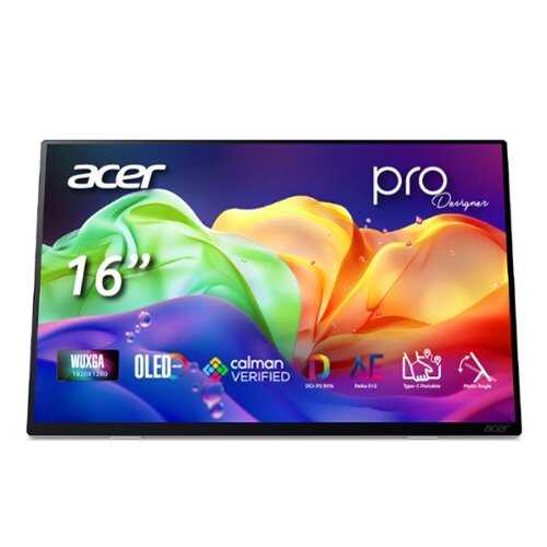 Rent to own Acer - ProDesigner 16” OLED WUXGA, DCI-P3 95%, 1ms (G to G), Portable Monitor (2 x USB 3.1 Type-C & 1 x HDMI 1.4 Port) - White