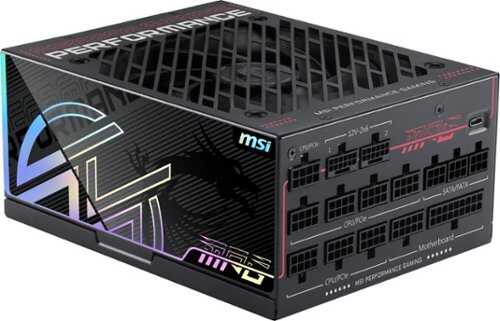 Rent to own MSI - MPG Ai1300TS PCIE5 - Full Modular - 80 Plus Titanium 1300W - SiC MOSFETs - GPU Safeguard+ Gaming Power Supply - Black