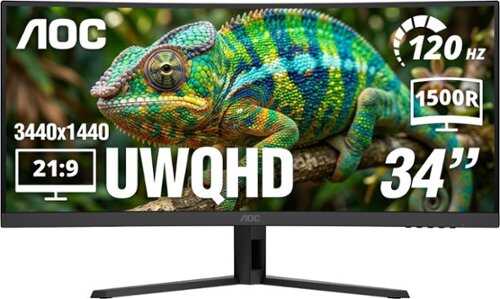 Rent to own AOC - CU34B3E 34" UltraWide Curved VA Panel, LED, WQHD Monitor - Black