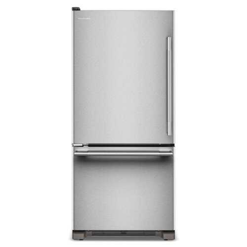Rent to own KitchenAid - 19 Cu. Ft. 30-Inch Standard-Depth Bottom Mount Refrigerator with Left Door Swing - Stainless Steel