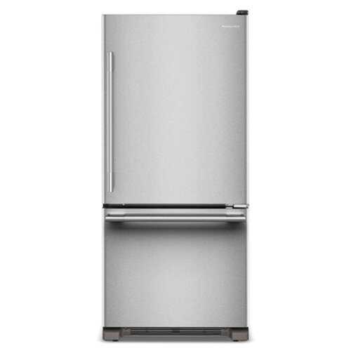 Rent to own KitchenAid - 19 Cu. Ft. 30-Inch Standard-Depth Bottom Mount Refrigerator with Right Door Swing - Stainless Steel