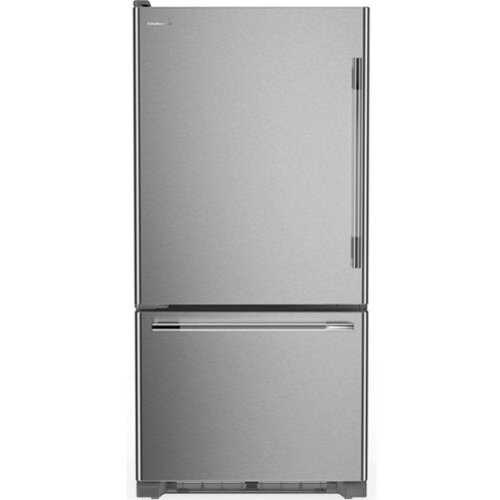 Rent to own KitchenAid - 22 Cu. Ft. 33-Inch Standard-Depth Bottom Mount Refrigerator with Left Door Swing - Stainless Steel