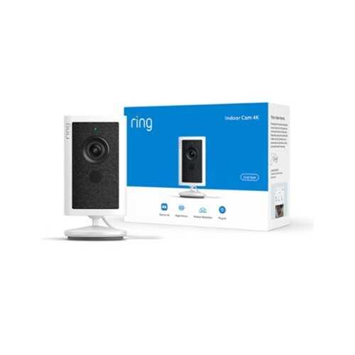 Rent to own Ring - Indoor Cam Retinal 4K, Plug-In, Auto HDR, true-color Night Vision in low light, removable home or business security - White