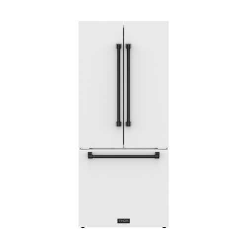 Rent to own 30 in. Wide Gordon Ramsay Series by Thor Kitchen 17.5 Cu. Ft. Counter Depth Refrigerator with Black Hardware - Matte White