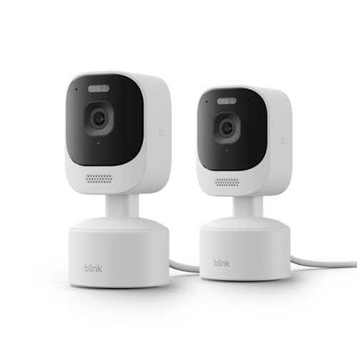 Rent to own Blink - Mini Pan-Tilt 2K+ (newest model), rotating outdoor plug-in security cam, 2K video, Auto Tracking, 360° view, 2 cam - White