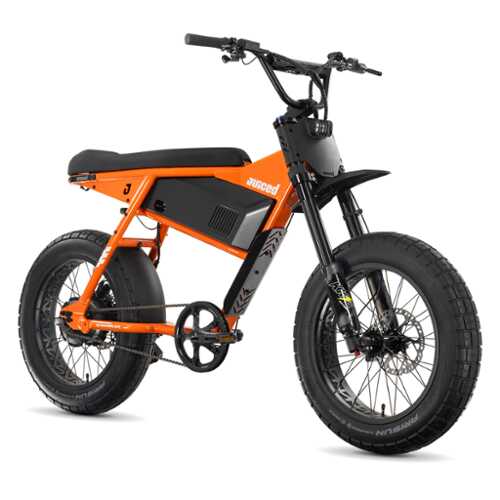 Rent to own Juiced Bikes - Scrambler Hardtail eBike (Max 60mi/28mph) + Headplate/Handlebar Bag & Pad/Fenders/Sticker Pack - Orange Juice