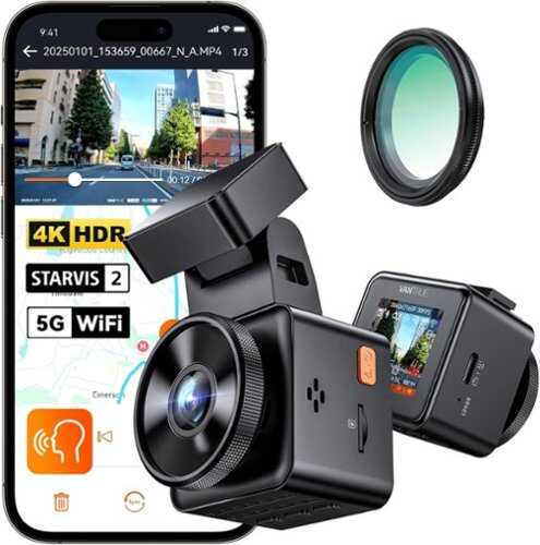 Rent to own Vantrue - E1 Pro 4K Mini Dash Cam w/ 64GB Micro SD Card, Front, 1.54'' IPS Screen, Parking Mode, Night Vision, 5GHz Wi-Fi & GPS - Black