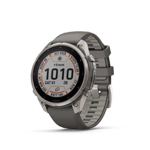 Rent to own Garmin - fēnix 9 Pro - inReach Solar GPS Smartwatch 47 mm Titanium - Pebble Gray/Silver Gray Silicone Band - (2026)