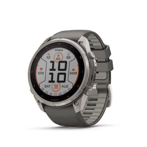 Rent to own Garmin - fēnix 9 Pro - Solar GPS Smartwatch 51 mm Titanium - Pebble Gray/Silver Gray Silicone Band - (2026)